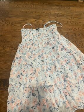 Windsor Light Blue Floral Smocked Mini Dress